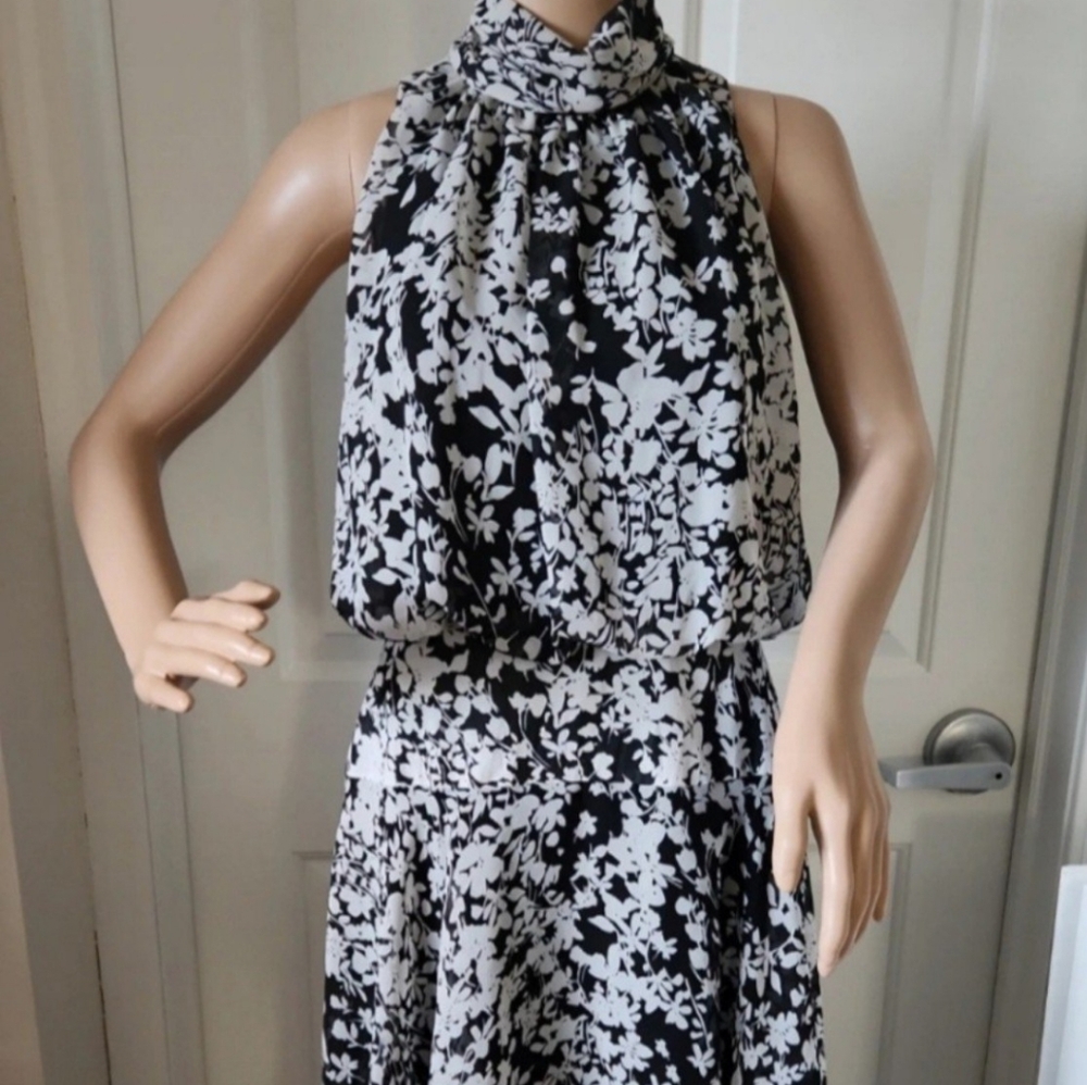 Just Taylor Cocktail Romper Dress 6 Black & White